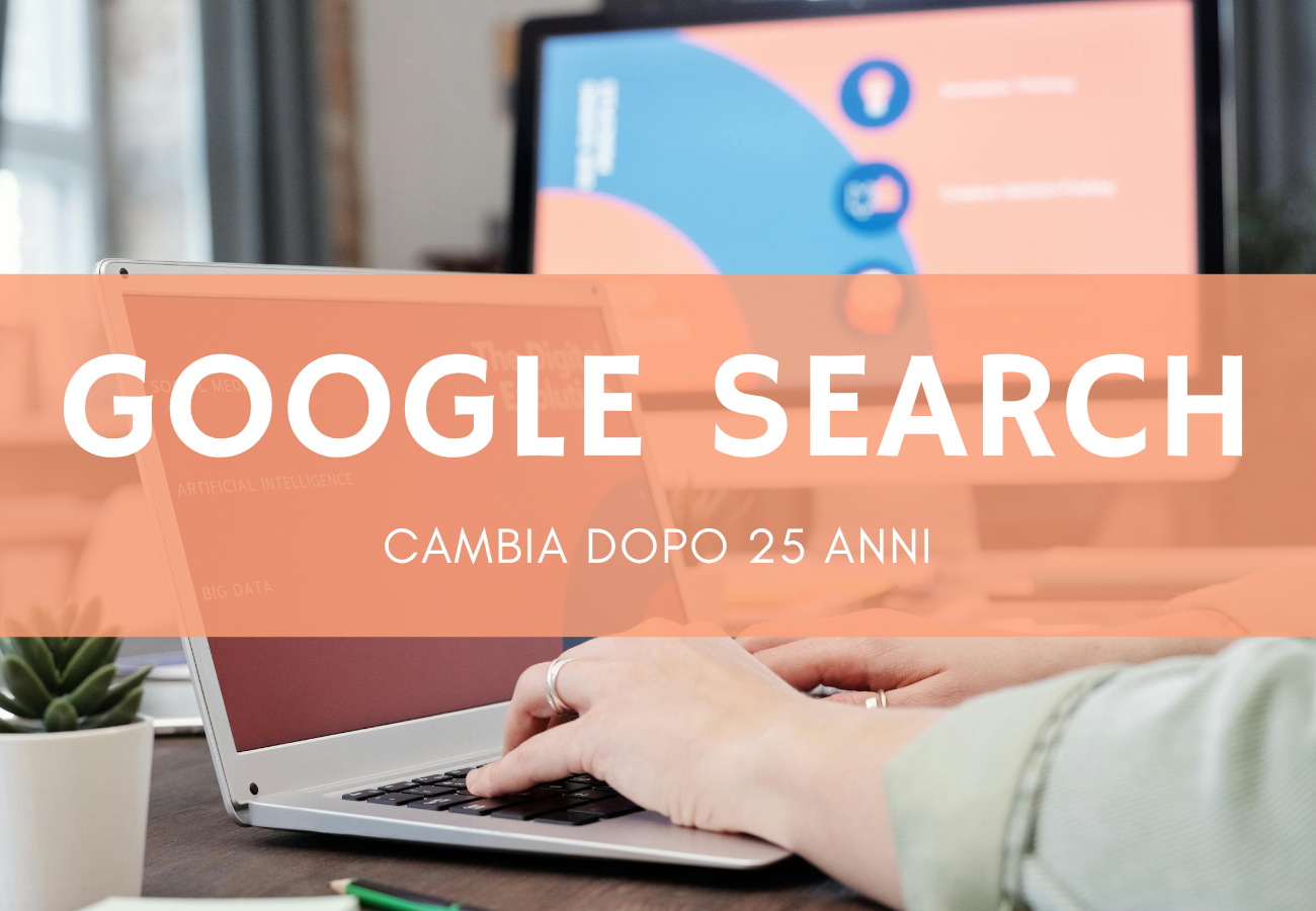 Persona che digita su laptop con schermo illuminato in ufficio moderno, aggiornamento Google Search 2026