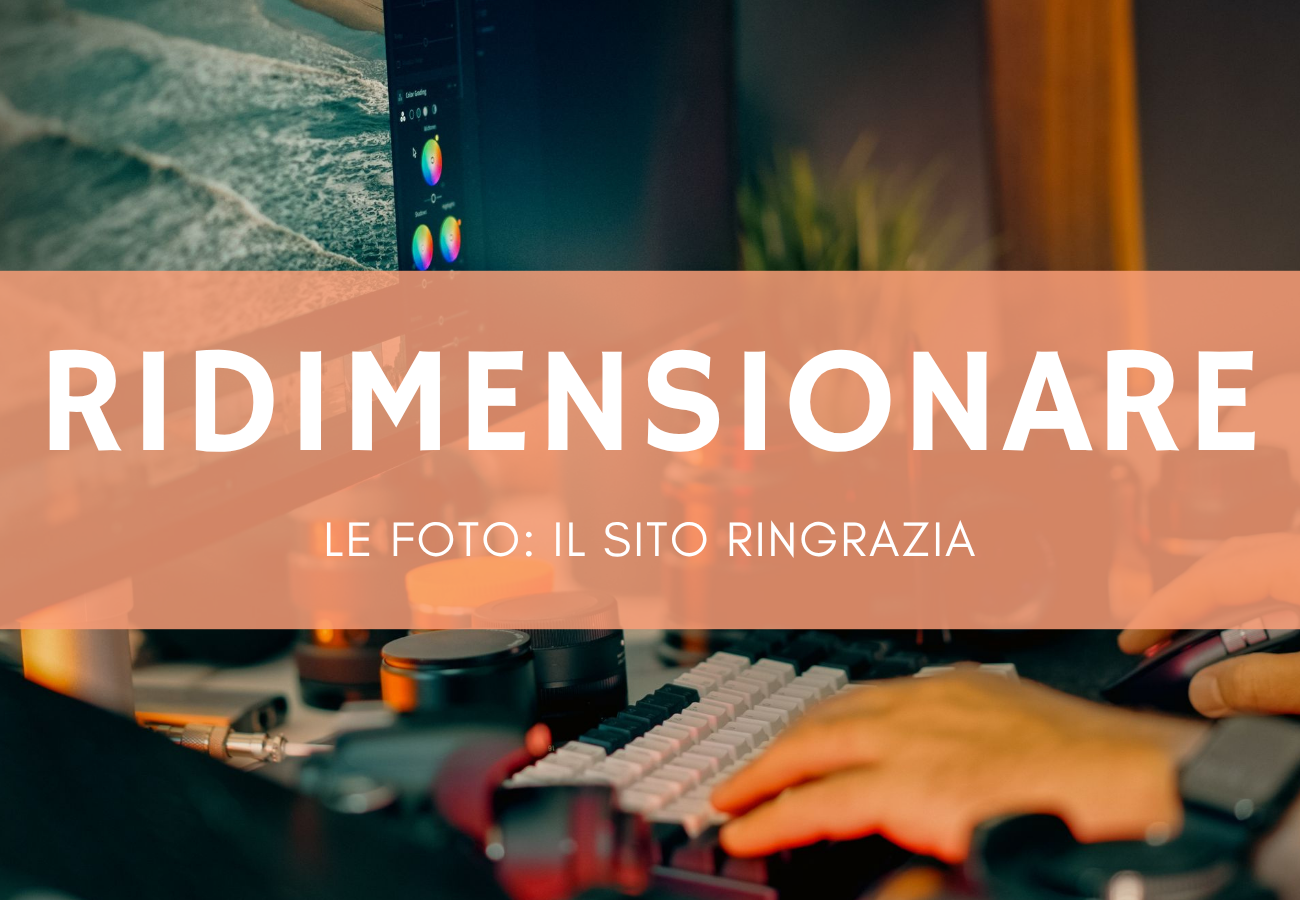 Schermo con software di photo editing aperto su postazione professionale per ridimensionare foto online