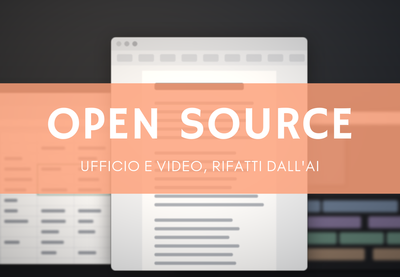 Finestre sfocate di documento, foglio di calcolo e montaggio, alternative open source a Office