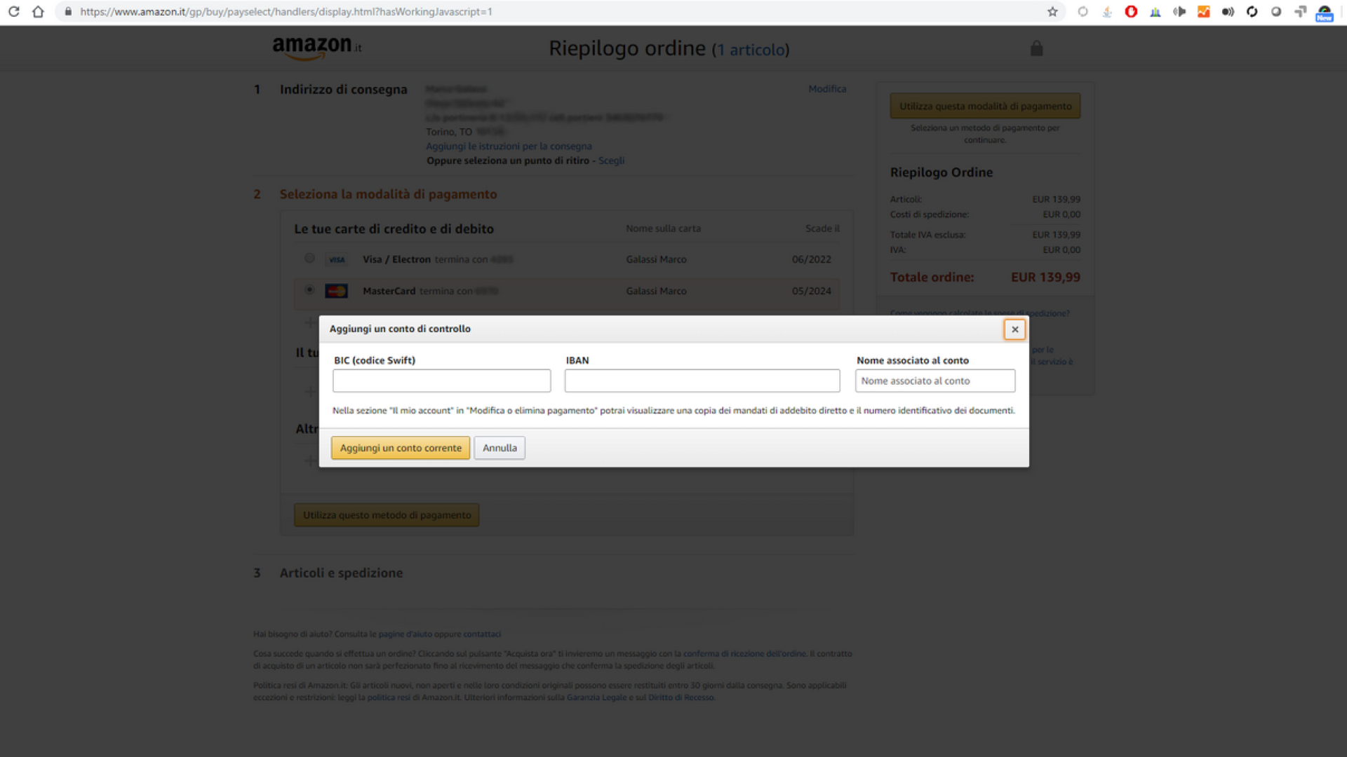 Amazon pagare con bonifico SEPA