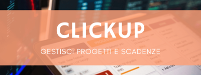Schermata kanban board su laptop in ufficio moderno per gestione progetti ClickUp